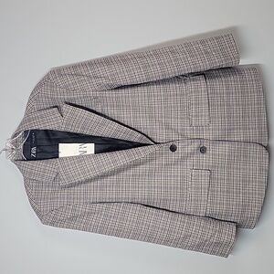 Zara Black and White Checkered Blazer